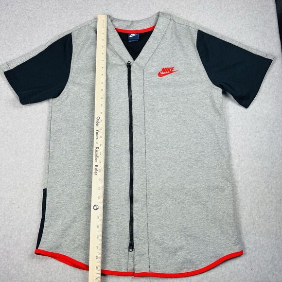 Nike AV-15 Jersey Mens L Gray Full Zip V-Neck Fleece Baseball Style Y2K Sporty - Picture 9 of 15